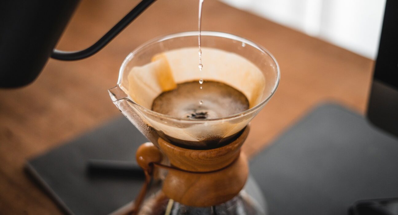 Pour over coffee brewing
