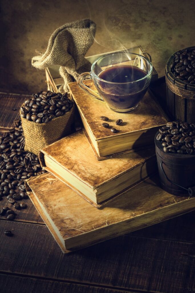 Coffee and historic books